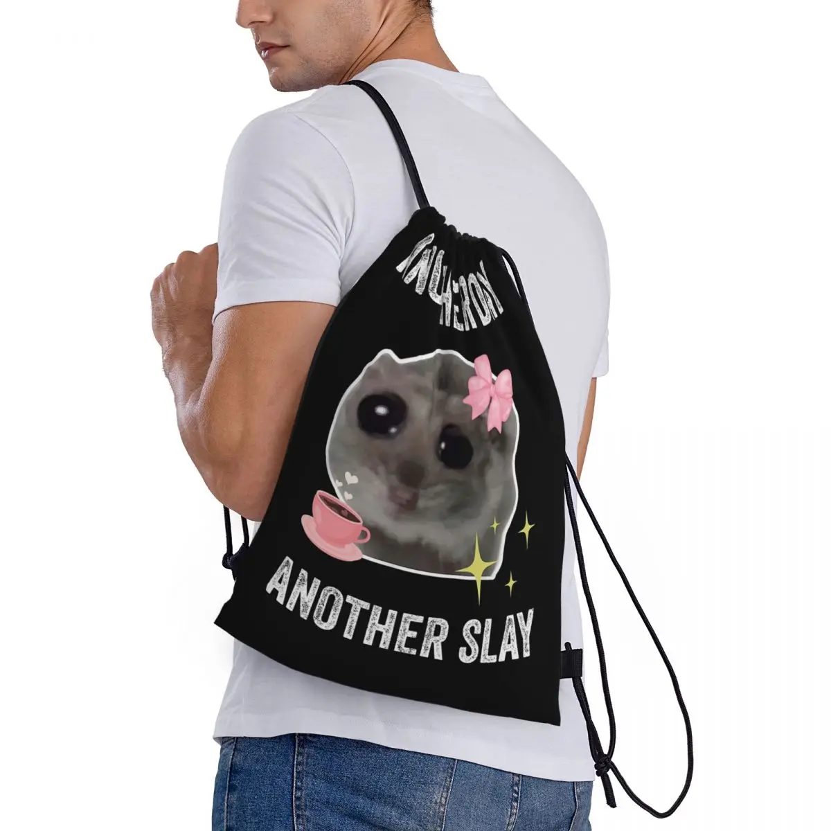 

Рюкзаки Sad Hamster Another Day Another Slay, многофункциональные сумки на шнурке, спортивные сумки, сумки для книг, сумки для путешествий и школы