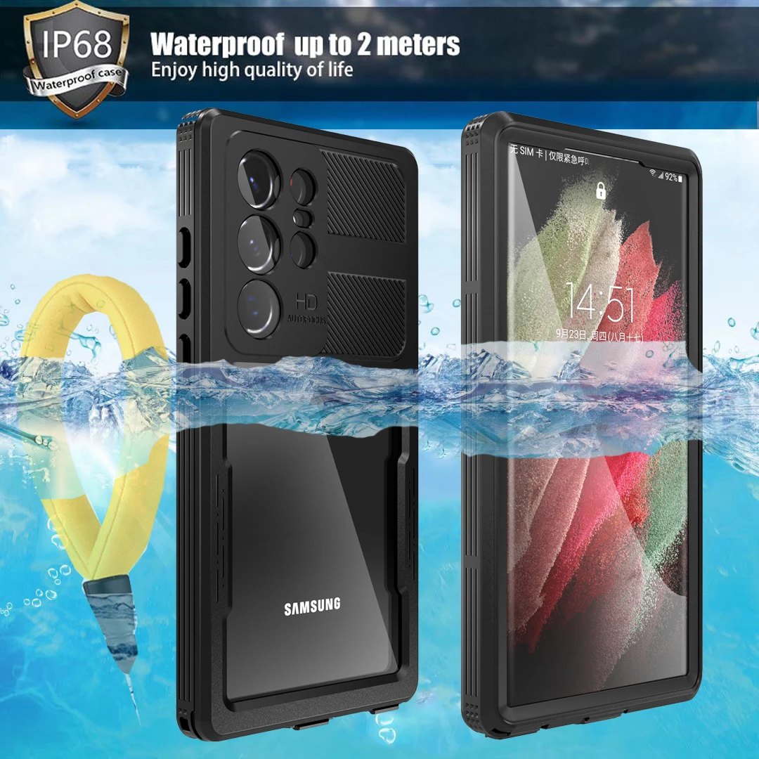 

IP68 Waterproof Case For Samsung Galaxy S25 S24 S23 Ultra S22 S21 FE Note 20 S20 Plus A52 A12 A53 Outdoor Swimming Phone Case