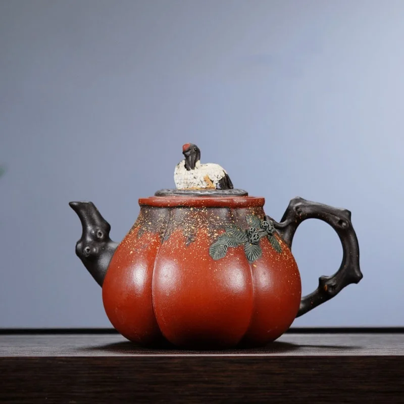 540ml Authentic Yixing Purple Clay Teapots Handmade Crane Eggplant Pot Raw Ore Zhu Mud Kettle With Infuser Chinese Zisha Tea Set
