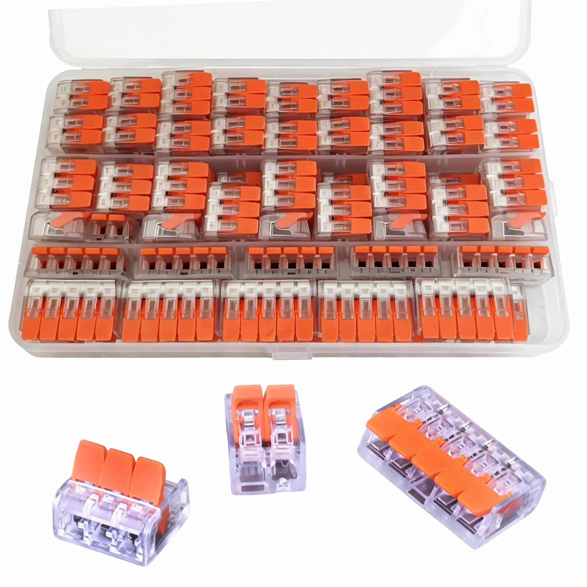 10-75PCS Lever Wire Connector DIY Kit 2/3/4/5 Port Quick Splicing Terminal Block Compact Electrical Cable Connectors 32A 450V