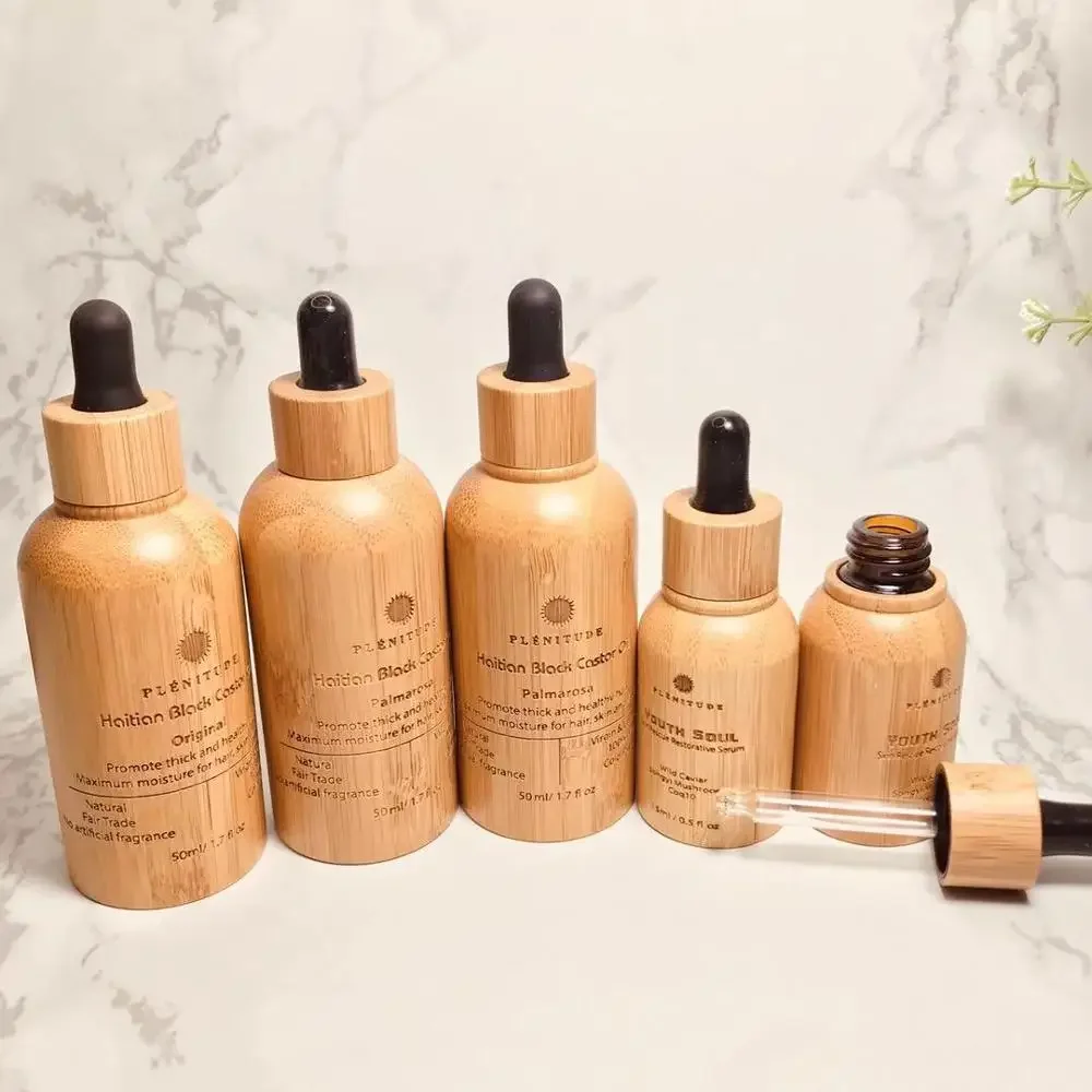 

All bamboo essential oil Spray perfume Bottles Wooden Hemp CBD oil Cream Bottles Natural Luxury Bamboo Cosmetic Packaging bottle