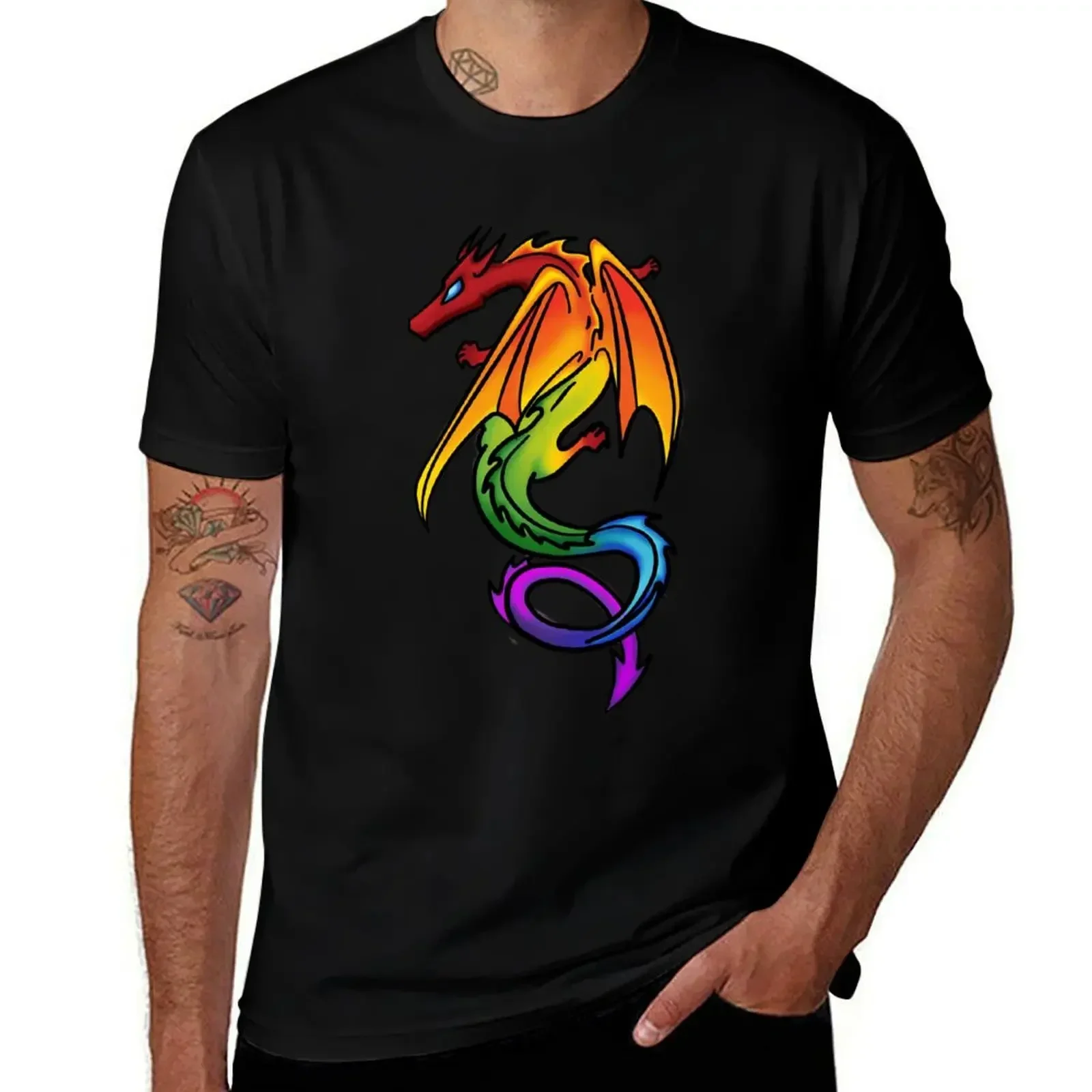 

Rainbow LGBT Pride Dragon T-Shirt plus sizes Short sleeve tee tops essential t shirt oversized t shirt men