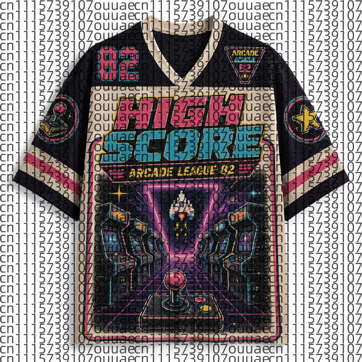 2026 Popular 80s Themed Sports Fashion Short Sleeved V-neck Mesh Streetwear Retro Band Movie Game Fan Gift T-shirt