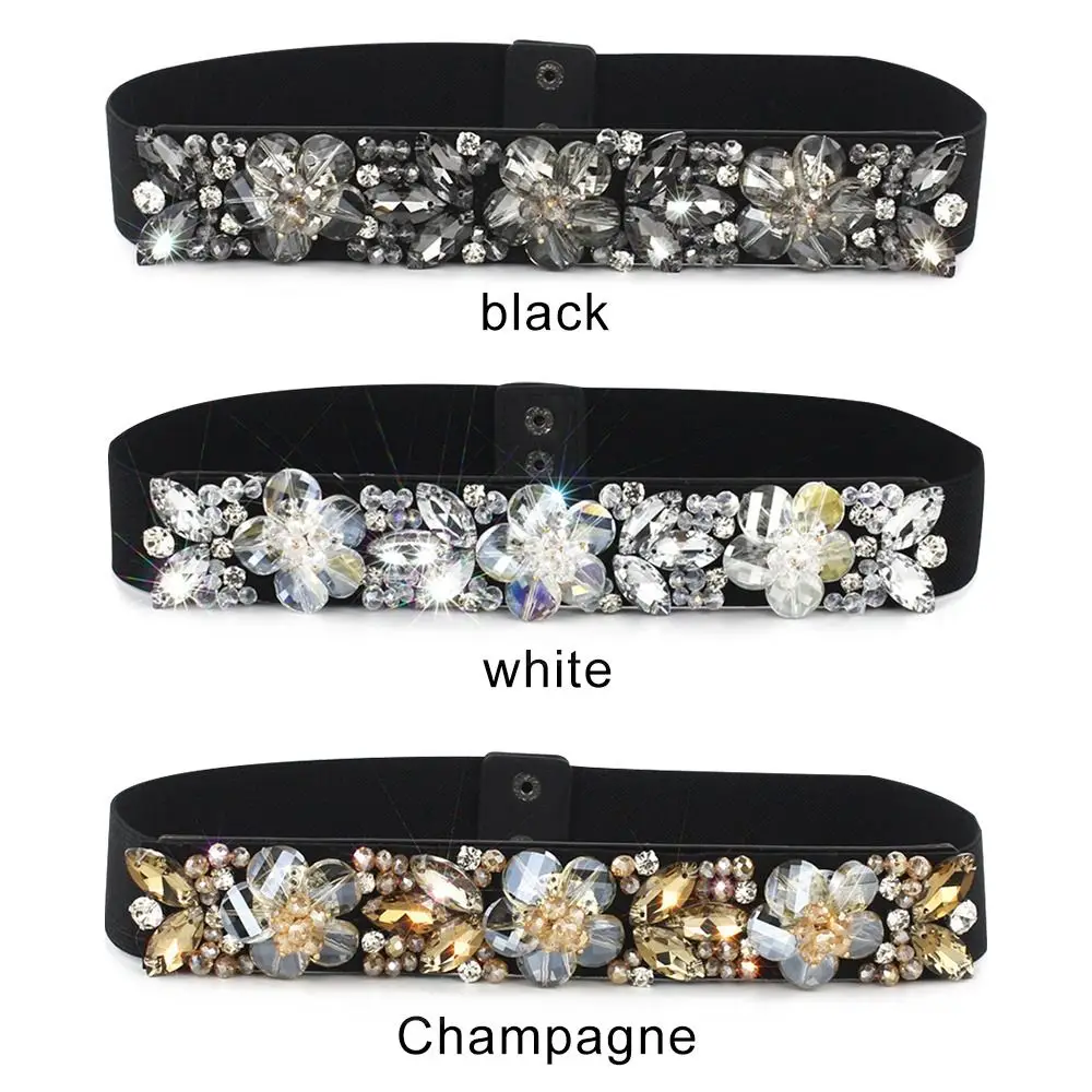 Women Party Wedding Accessories Shining Elastic Belly Belts Bridal Waist Strap Stretch Waistband Rhinestone Girdle Belt