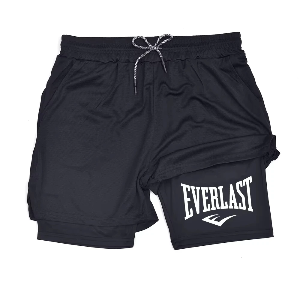 

Мужские компрессионные спортивные шорты с принтом EVERLAST, двухслойные быстросохнущие шорты для баскетбола и фитнеса ZY00127