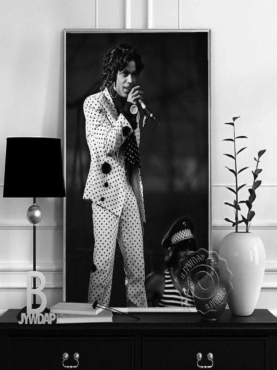 Prince Rogers Nelson Black  White Rock Music Singer Art Canvas Poster  Living Room Wall Decor