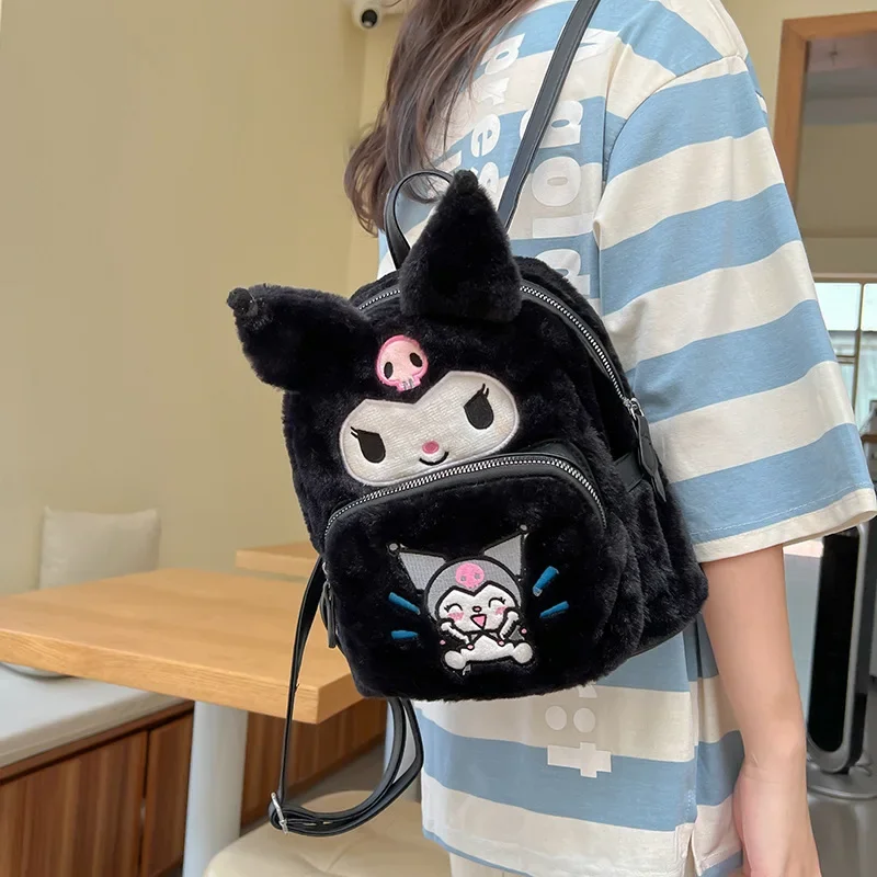 Sanrio Hello Kitty mochila peluda, bonito Ins Cartoon, mochila infantil de rua mini, menina doce, novo