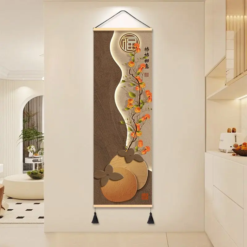 Modern Lucky Persimmon Wall Hanging Scenery Art for Bedroom Living Room Boutique Hostel Background Home Decor