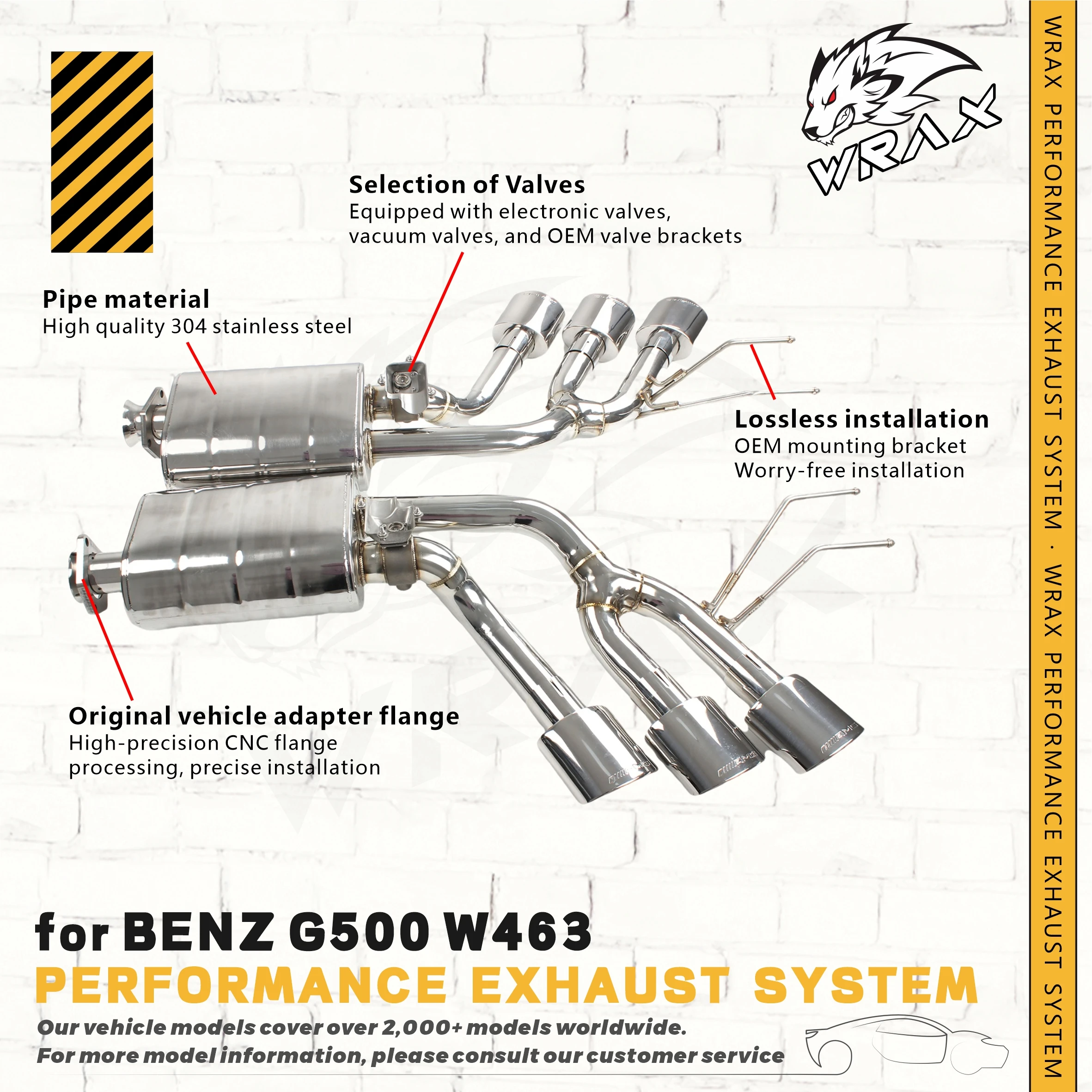 

WRAX Sport Exhaust Catback System for BENZ G500 W463 Stainless Steel Performance Exhaust Pipe with OEM Valve