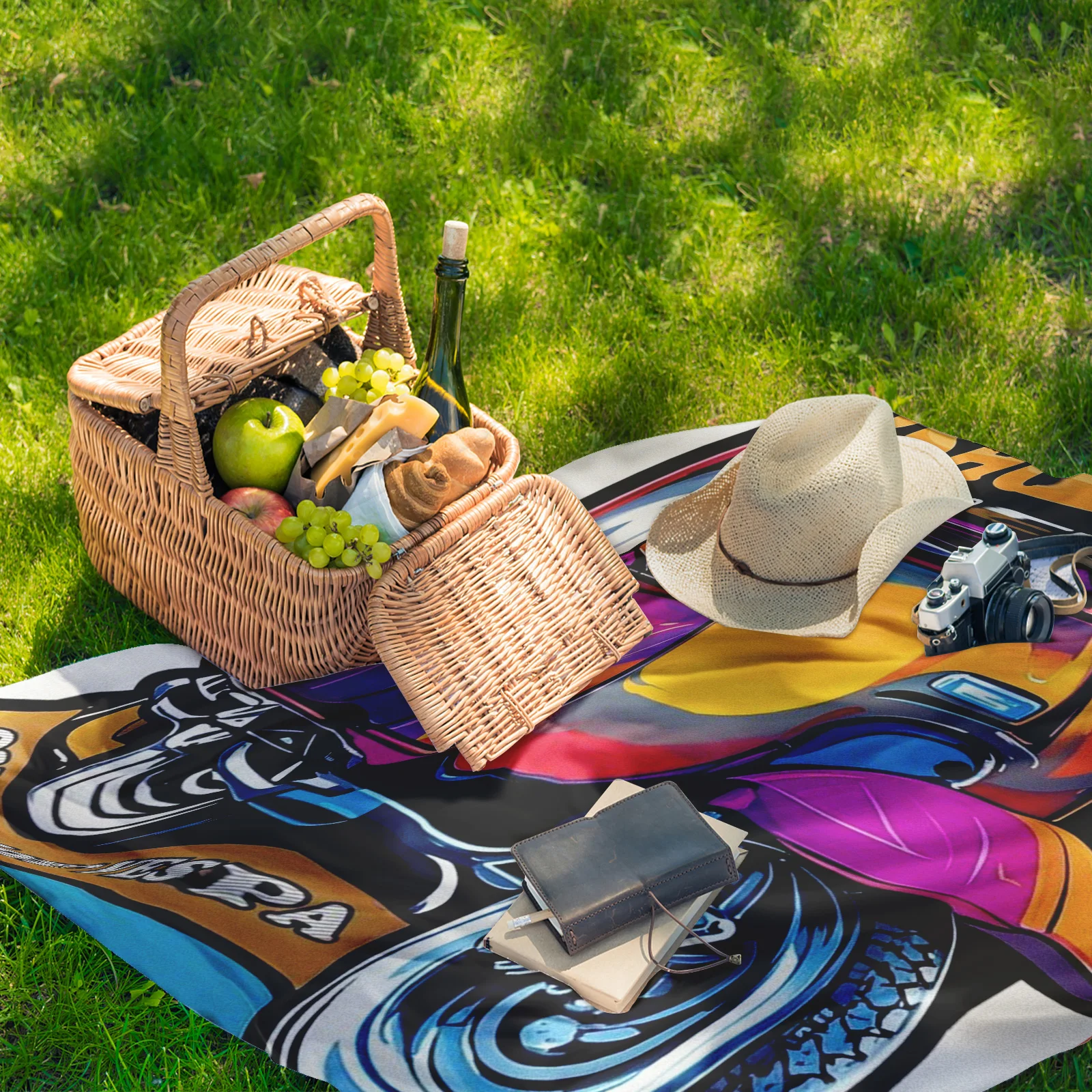 Vibrant E-Scooter Tech Blanket With Multicolor Design And White Background For Stylish And Practical Outdoor Adventures
