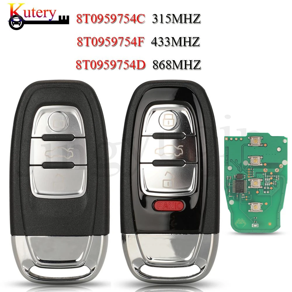 Jingyuqin 5 قطعة/الوحدة شبه بدون مفتاح البعيد مفتاح السيارة الذكية لأودي Q5 A4L A5 A6 A7 A8 RS4 315MHz/433MHZ/868MHZ 8T0959-754C/754D/754F #1