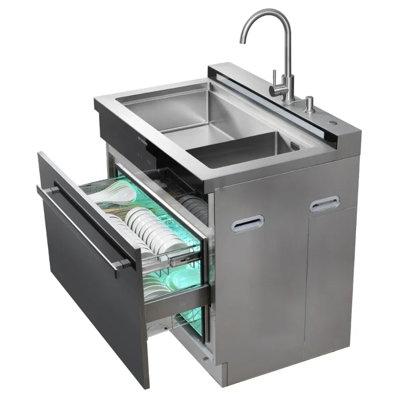 Custom  Multifunctional Built-in Kitchen Integrated Sink Disinfection Cabinet