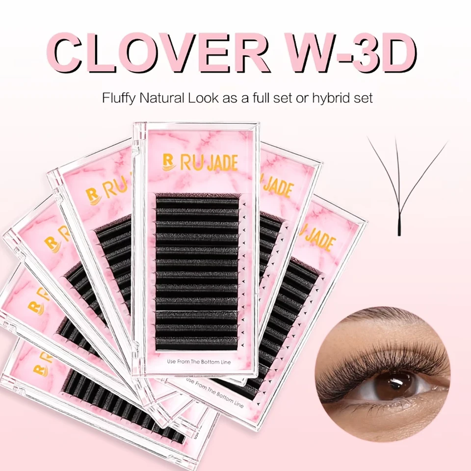 Rujade 3D W Shaped C/D/L/M Curl Eyelash Extension Premade Volume Fans Soft Gradient Mink Easy Embellish Natural False Eyelashes