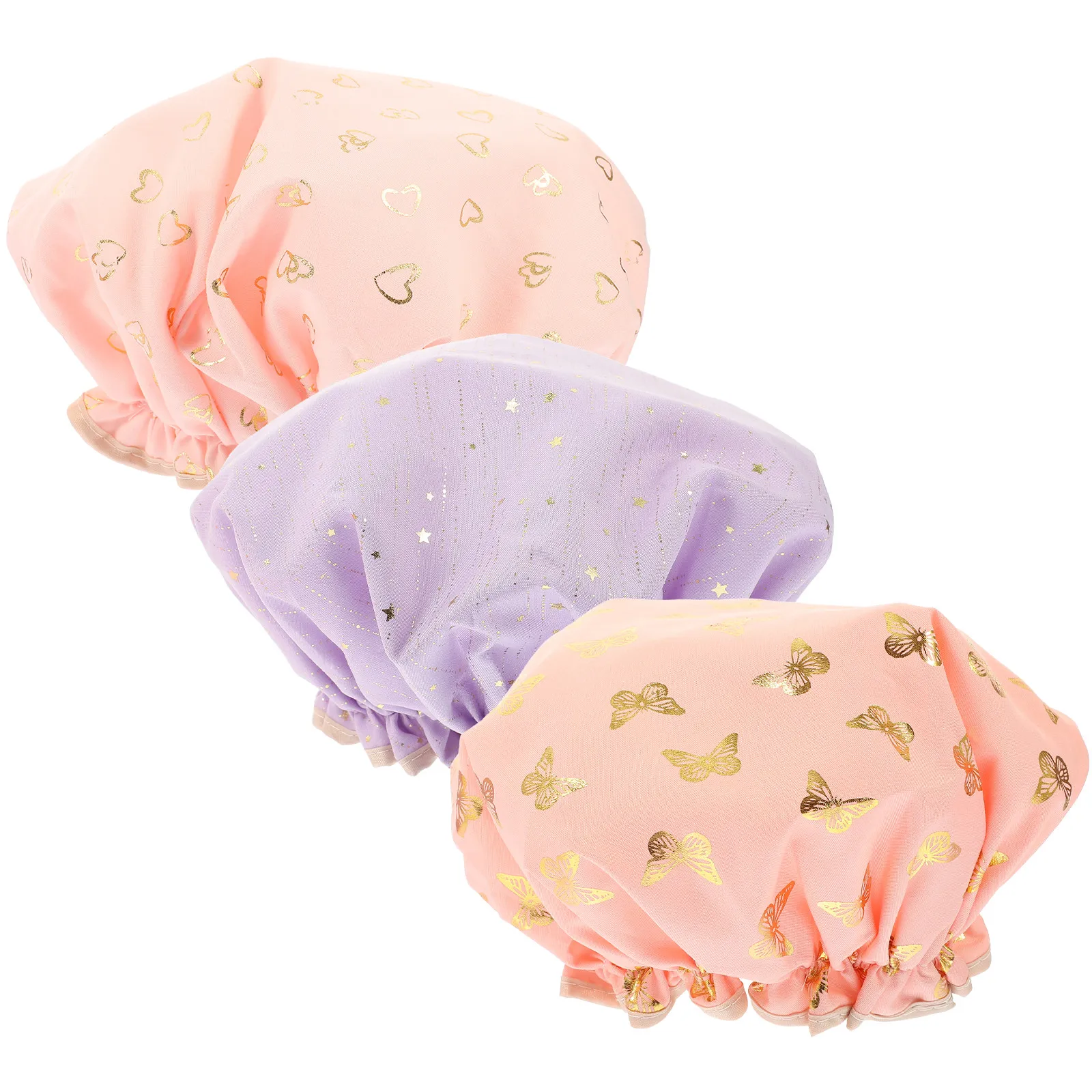 3Pcs Kids Shower Cap Waterproof Reusable Soft Pe Material Bath Hat for Boys Girls Shower Face Cleaning One Size Fits Most