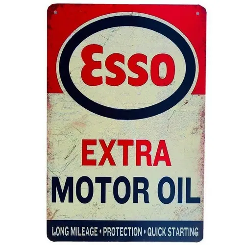 Esso Motor Oil Tin Sign Classic Vintage Gas Pump Sign Garage Man Cave