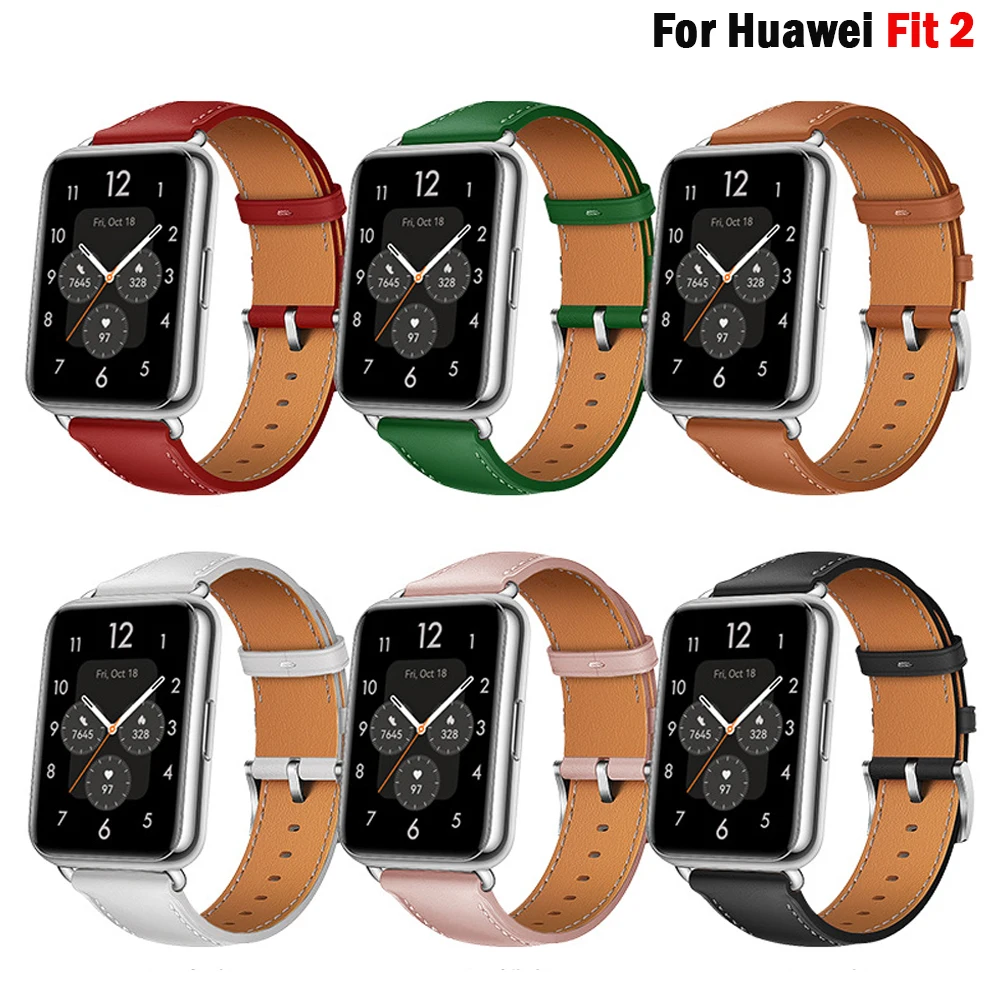 Leather Strap For Huawei Watch Fit 2 Smartwatch Band Replacement Sport Wristband retro Genuine Bracelet Huawei Fit2 Accessories