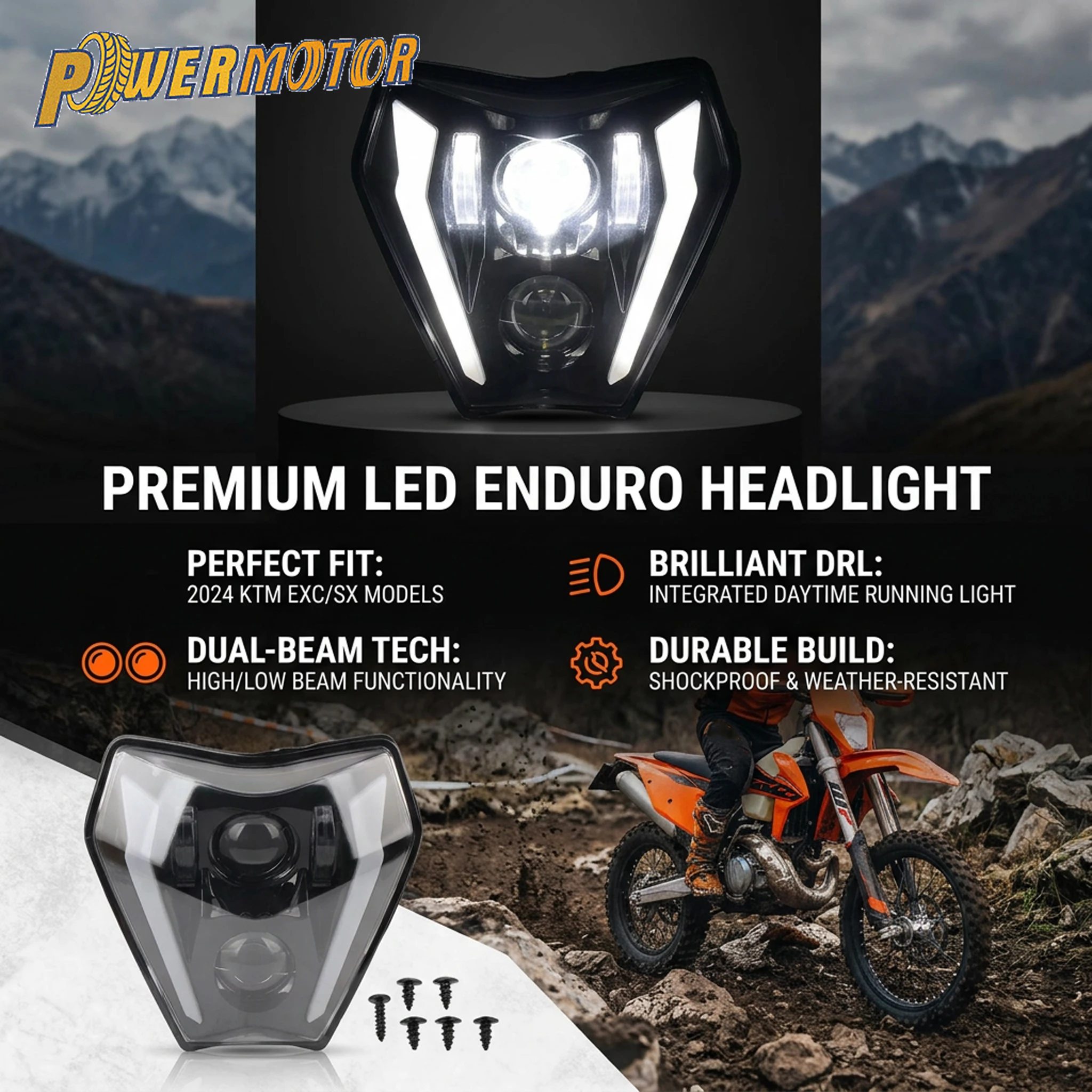 

DirtBike Motorcycle Headlight LED Wick For KTM EXC EXCF SX SXF XC XCF 125 150 250 300 350 2024 Enduro Motocross Supermoto Parts