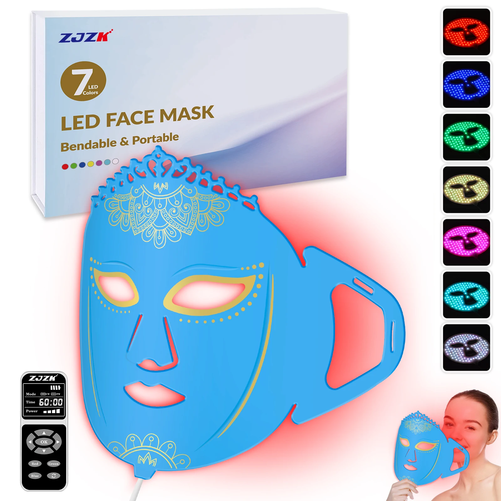 ZJZK Laser Therapy Machine High Power 850nmx120chips+940nmx120chips Red Light Full Face Beam For Pain Lighten Dark Circles