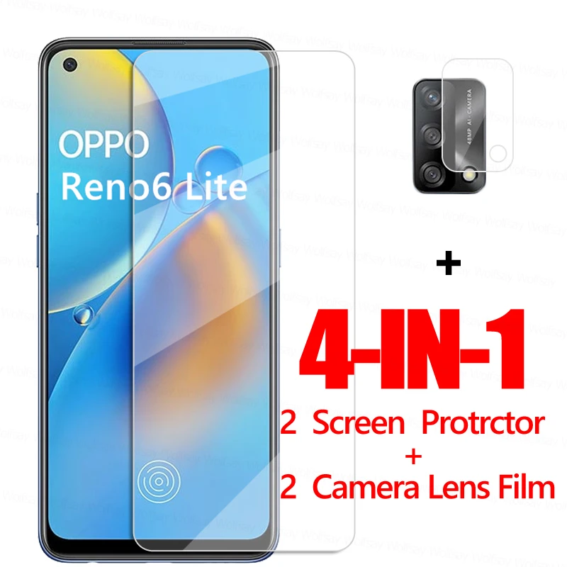 4IN1 Glass For OPPO Reno6 Lite Tempered Glass OPPO Reno6 5 4 3 Lite 5G Screen Protector Protective Phone Film OPPO Reno6 Lite