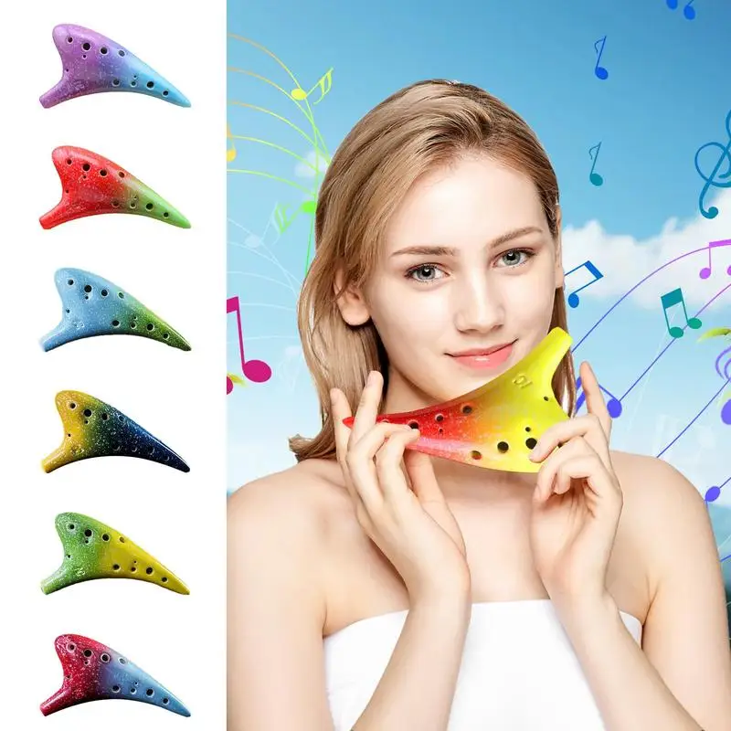 12 Hole Ceramic Ocarina Alto C 12-Hole Ocarina Classic Ceramic Musical Instrument Colorful Alto C Ocarina For Kid Adult Beginner