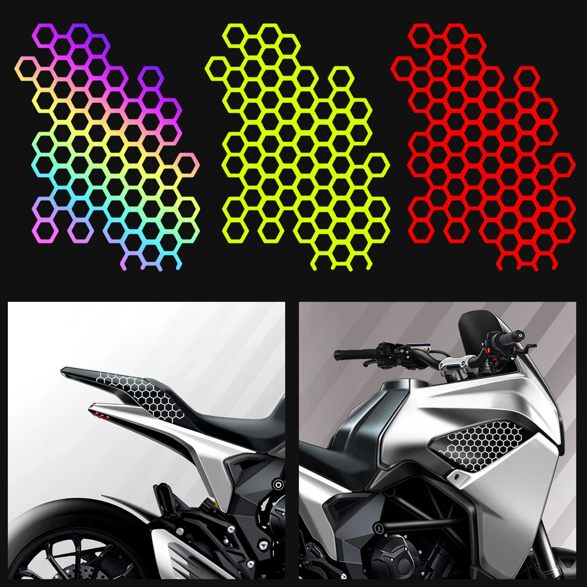 

Honeycomb Reflective Car Stickers Helmet Moto Auto Vinyl Grid Shaped Decal Accessories Decor Motorcycle Scooter Body Tail Light