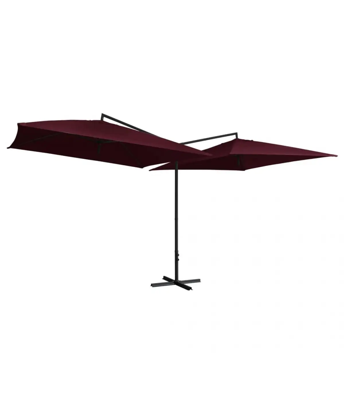 250x250 cm Burgundy Red Steel Stick Double Umbrella