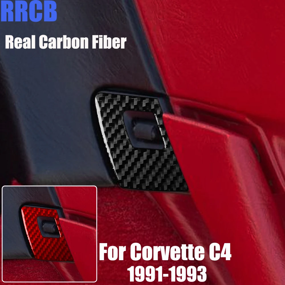 

Real Carbon Fiber Car Accessories Passenger Window Lifting Trim Soft Cover Sticker For Chevrolet Corvette C4 1991 1992 1993