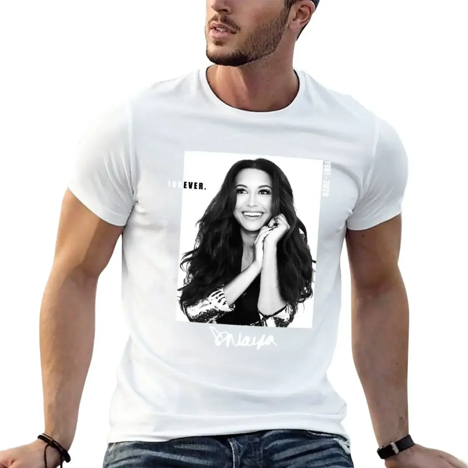 graphics Aesthetic clothing customizeds fitted t shirts for men Naya Rivera Chromatic art T-Shirt  COTTON  Casual T-shirts