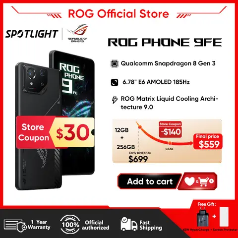 ASUS ROG 9 FE 5G – Snapdragon 8 Gen3 16 GB LPDDR5X 256 GB UFS4.0 50 MP IMX890 6,78 Zoll 185 Hz 65 W 5500 mAh Android 15 Global