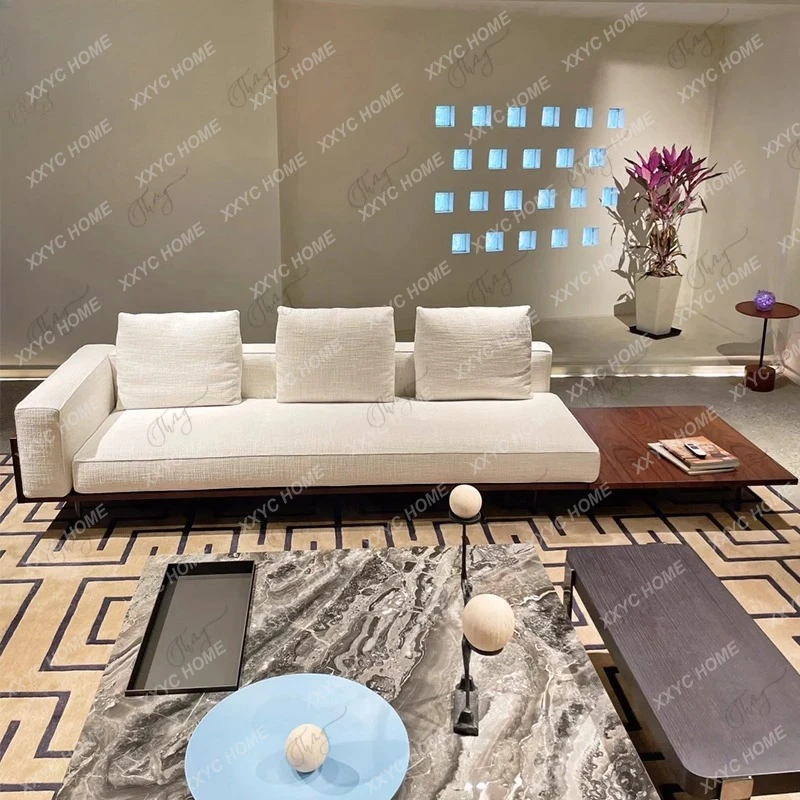 

LX minimalist fabric sofa living room villa light luxury three-person combination complete customization