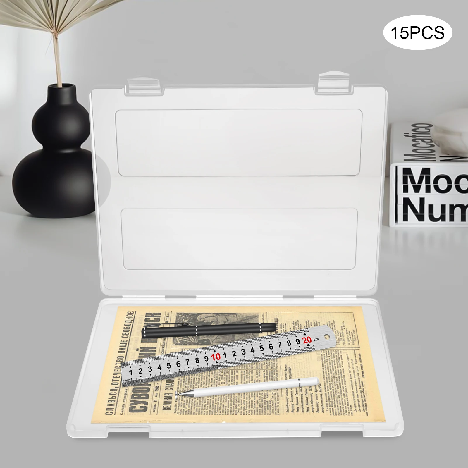 

Прозрачный полипропилен 32x24x2,4 см, 15 шт., коробка для хранения данных, органайзер для файлов формата А4, портативный ящик для хранения с пряжкой