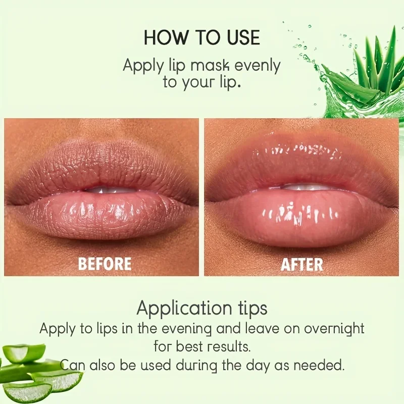 Mascarilla hidratante para el cuidado de los labios, bálsamo labial portátil con Aloe, fresa, miel y UVA, para labios secos y agrietados