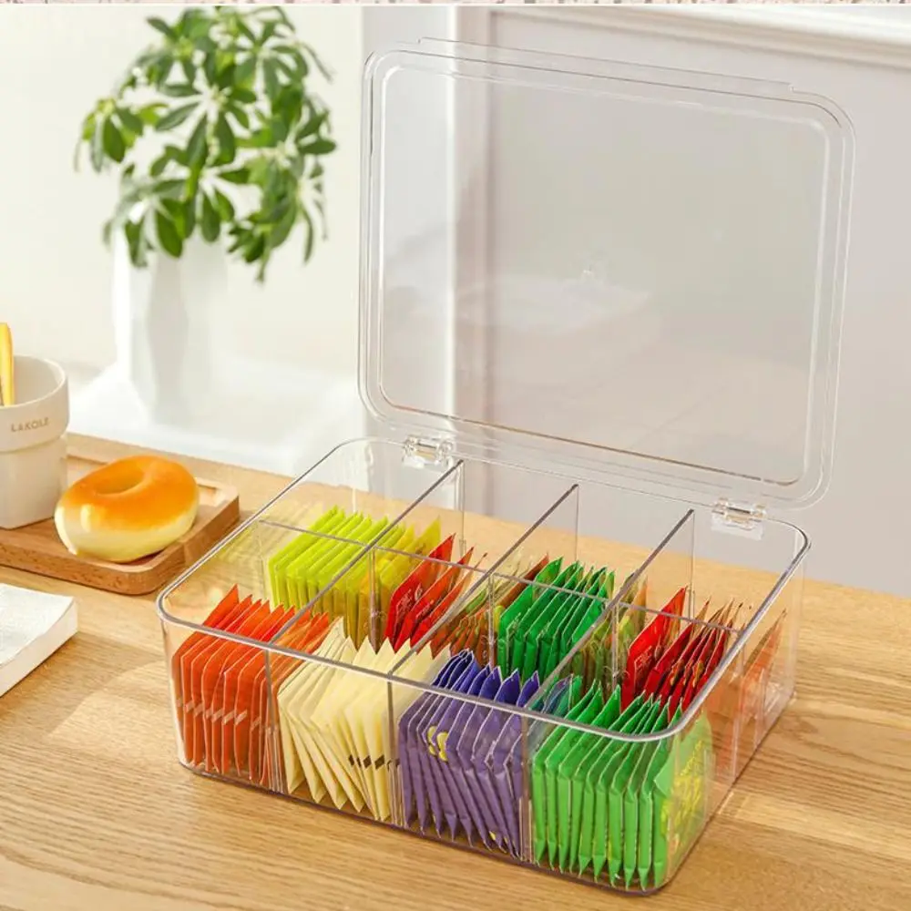 

Plastic Tea Bag Storage Box Multifunctional with Lid Transparent Acrylic Organizer Tea Bag Box Coffee