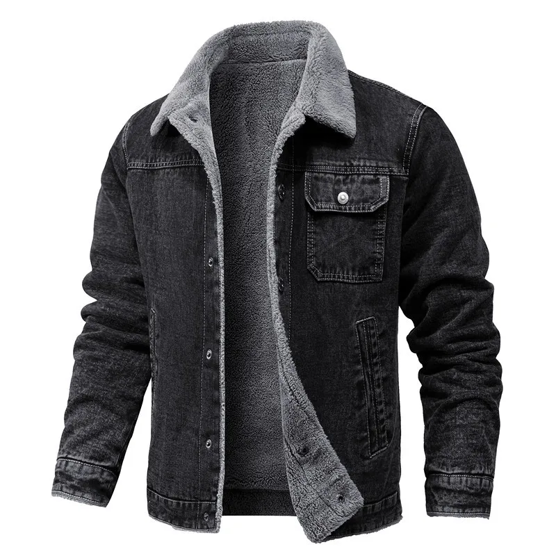 Men's Casual Denim Jacket with Fleece Cotton Workwear New for Spring And Autumn 2025