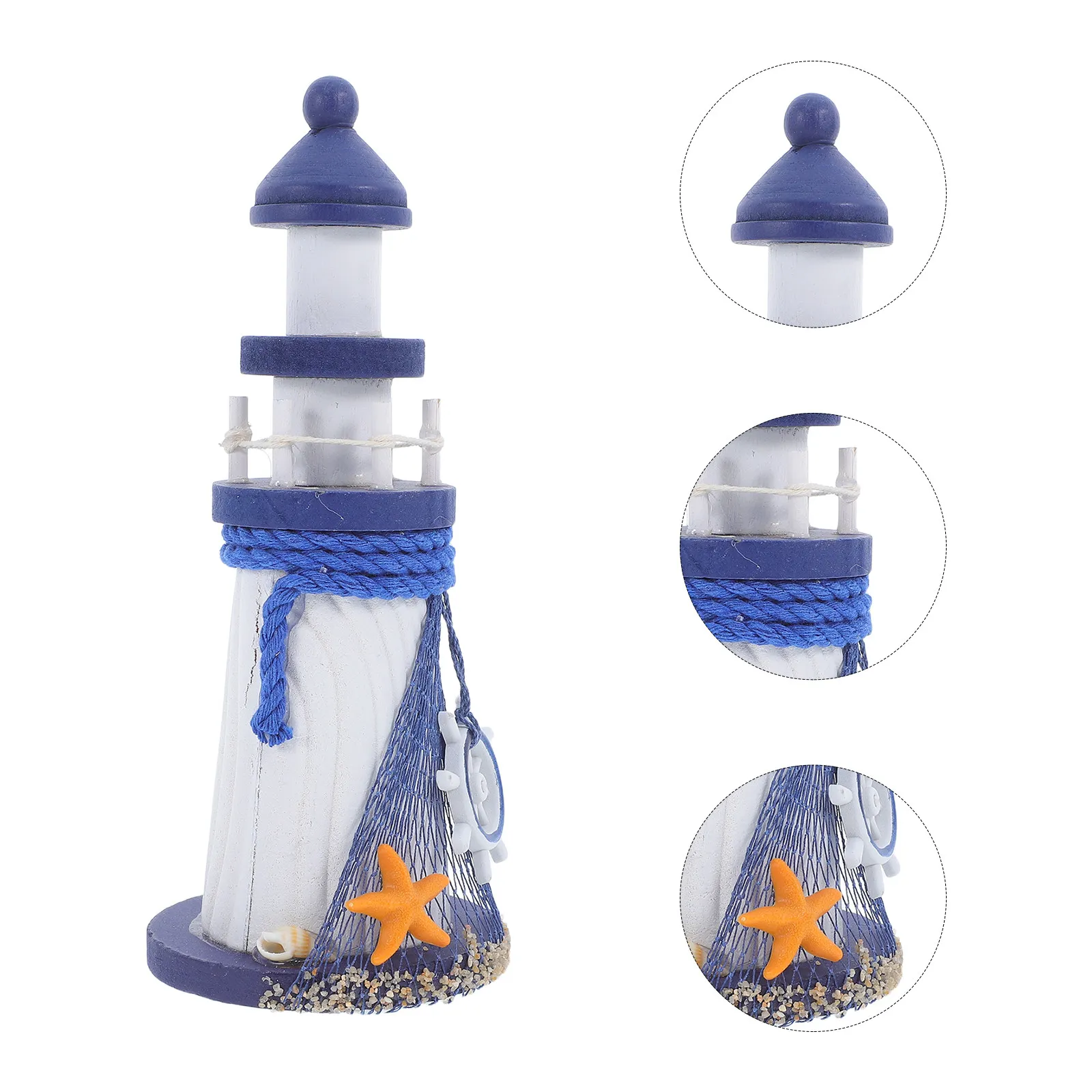 1Pcs Wooden Lighthouse Nautical Decorative Mini Lighthouse Home Decor Tabletop Ornament Party Decoration Ocean Theme Room Decor