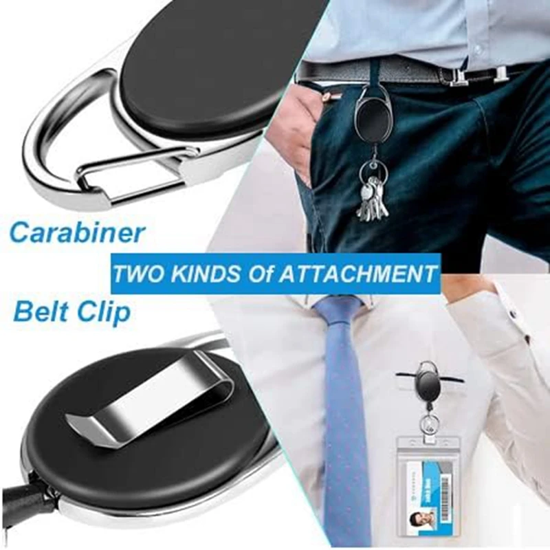 40 Pcs Retractable ID Badge Reel With Belt Clip And Key Ring Heavy Duty Badge Holder For Doctors Nurse Office Workers