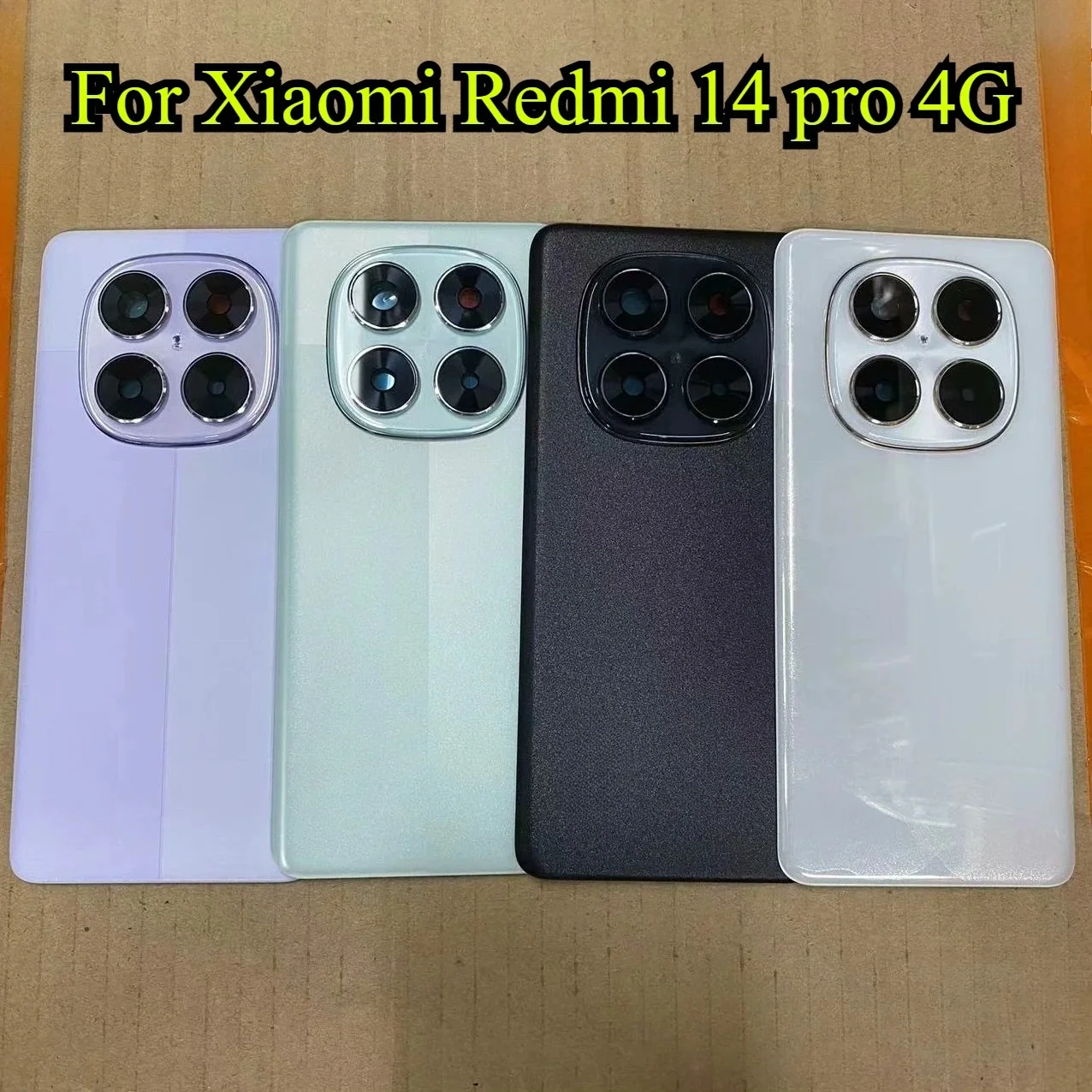 Back Glass Battery Cover For Xiaomi Redmi Note 14 Pro 4G with Camera Lens Rear Door Housing Case Replacement & Adhesive
