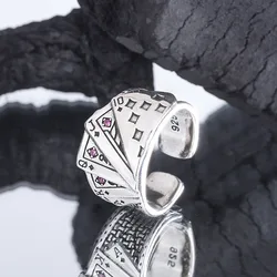 925 Sterling Silver Poker Adjustable Rings For Women Vintage Luxury Fine Jewelry Christmas Offers With