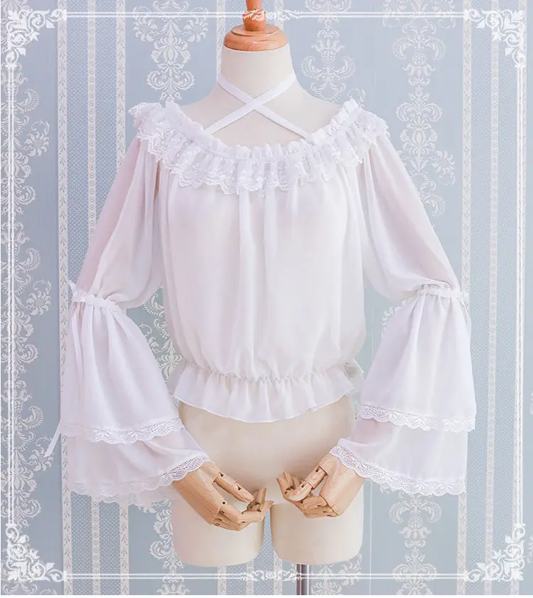 KOSAHIKI Japanese Preppy Autumn Spring Women White Shirt Collar Ruffles Femininos Blusas Cute Kawaii Sweet Lolita Girl Blouse