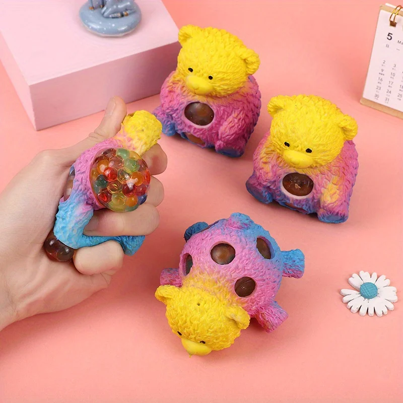 1pc Hand Held Vent Bear Vent Colored Bead Ball, Stress Relief Toy, Funny and Creative Water Ball Pinch Le Grape Ball Fidget Toy
