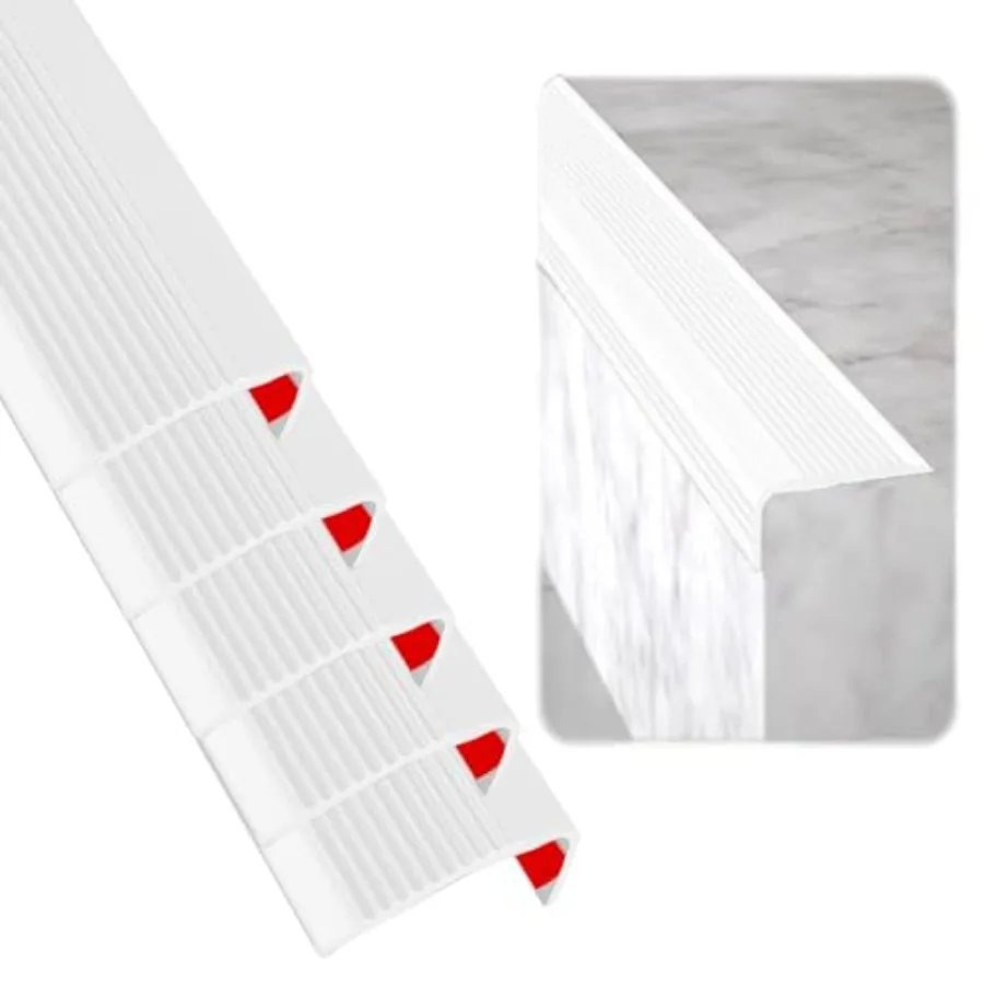 

Stair Edge Trim 3Feet Pack of 5 - White Stair Nosing Rubber Stair Edge Protector for Steps - Vinyl Stair Nose Molding - Fit for