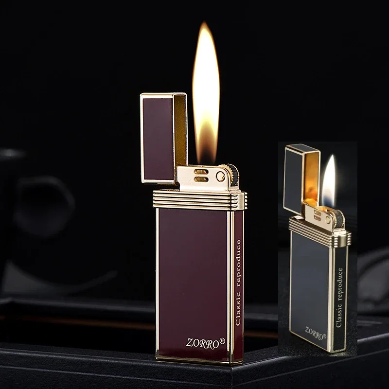 

ZORRO Retro Ultra Thin Inflatable Lighter with Metal Plated Windproof Grinding Wheel Ignition Butane Lighter Classic Men's Gift