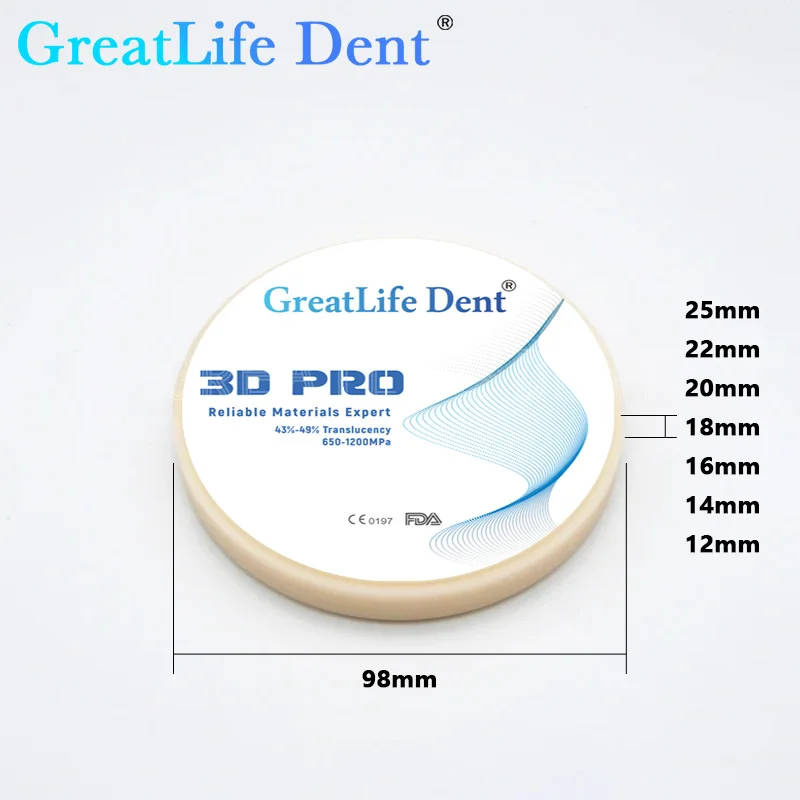 GreatLife Dent ST-C zbadać funkcjonalne 4D wielowarstwowe bloki cyrkonowe laboratorium dentystyczne Materia 98mm System 12-30mm CAD CAM 43%-57%