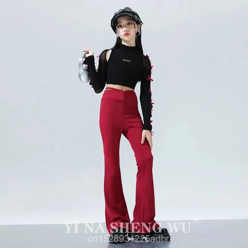 مجموعة رقص الهيب هوب للأطفال البنات Street K POP أزياء أداء رقص الجاز المنافسة الزي الموسيقى مهرجان المرحلة السراويل زي