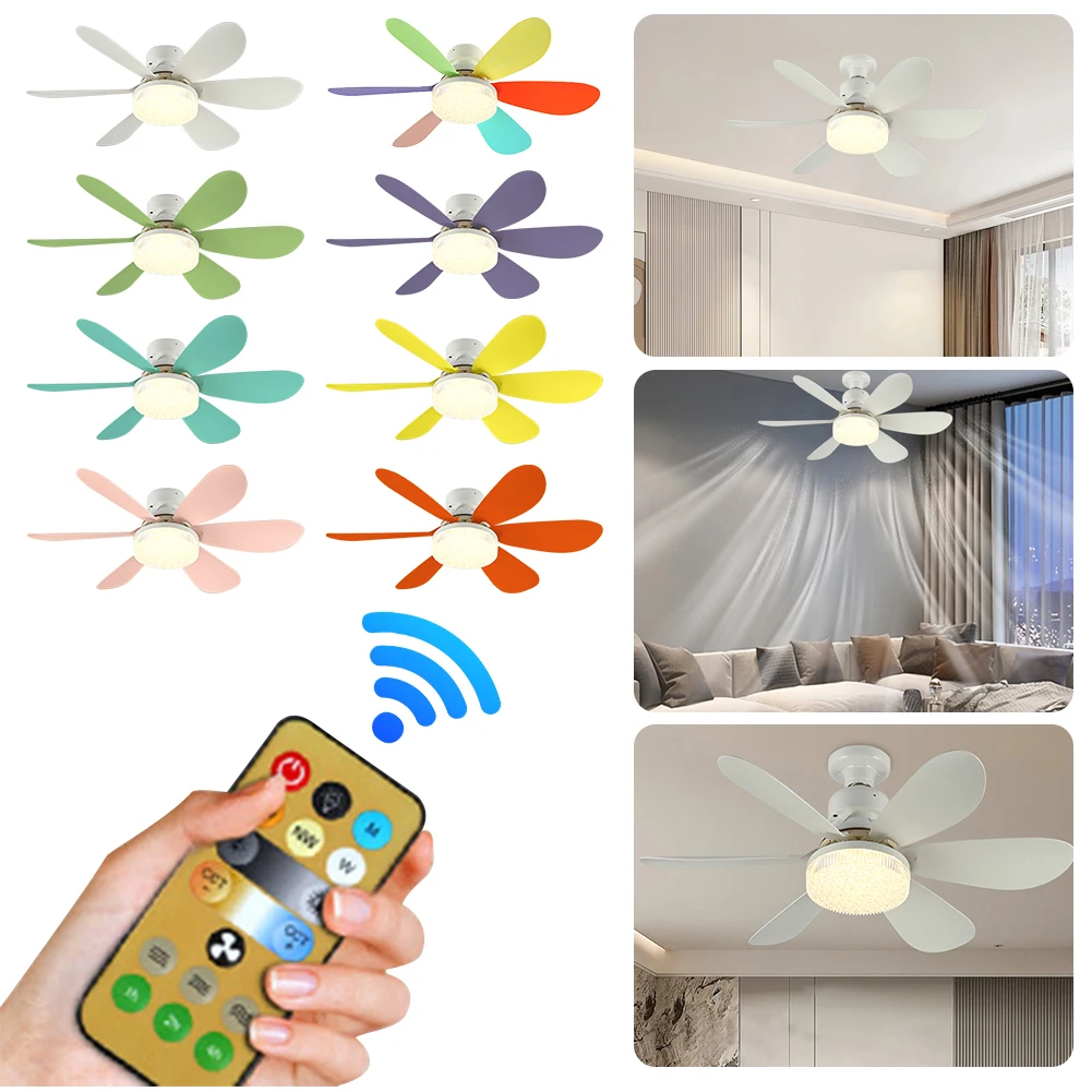 

E26/E27 Base Ceiling Fan Light 30W Lighted Ceiling Fan 3 Fan Speeds Decorative Ceiling Fanlight Dimmable for Living Room Kitchen