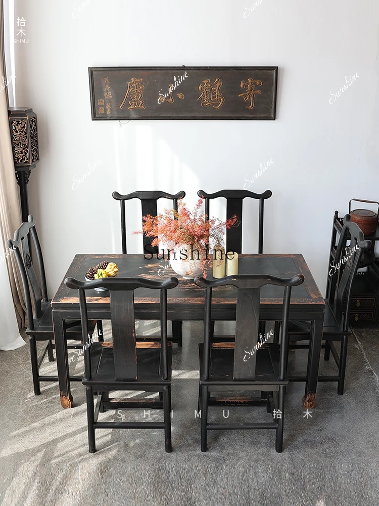 

Solid wood Chinese antique square table rectangular hotel dining room Ming and Qing classical FT
