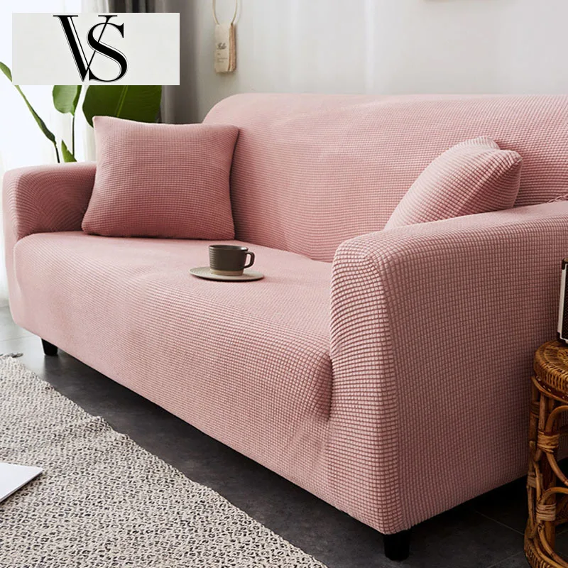 Cover Corn Thick Velvet Solid Sofa Cover Slip Anti Elastic Sofa Protector for Living Room Stretch Anti-Wear Dust for All Seasons