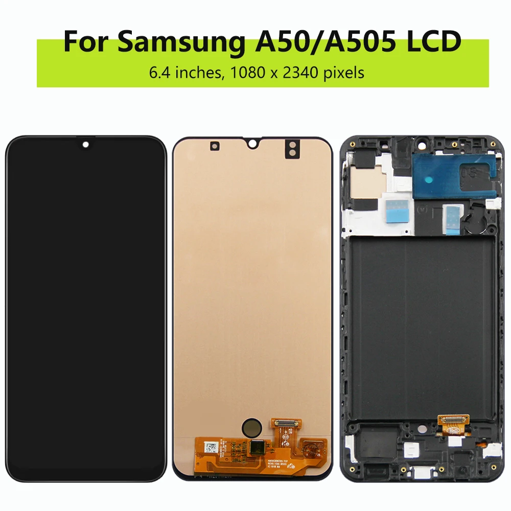 Super AMOLED A50 LCD Display Screen For Samsung A505F A505G A505W A505U LCD Display with Touch Screen Digitizer Assembly A50