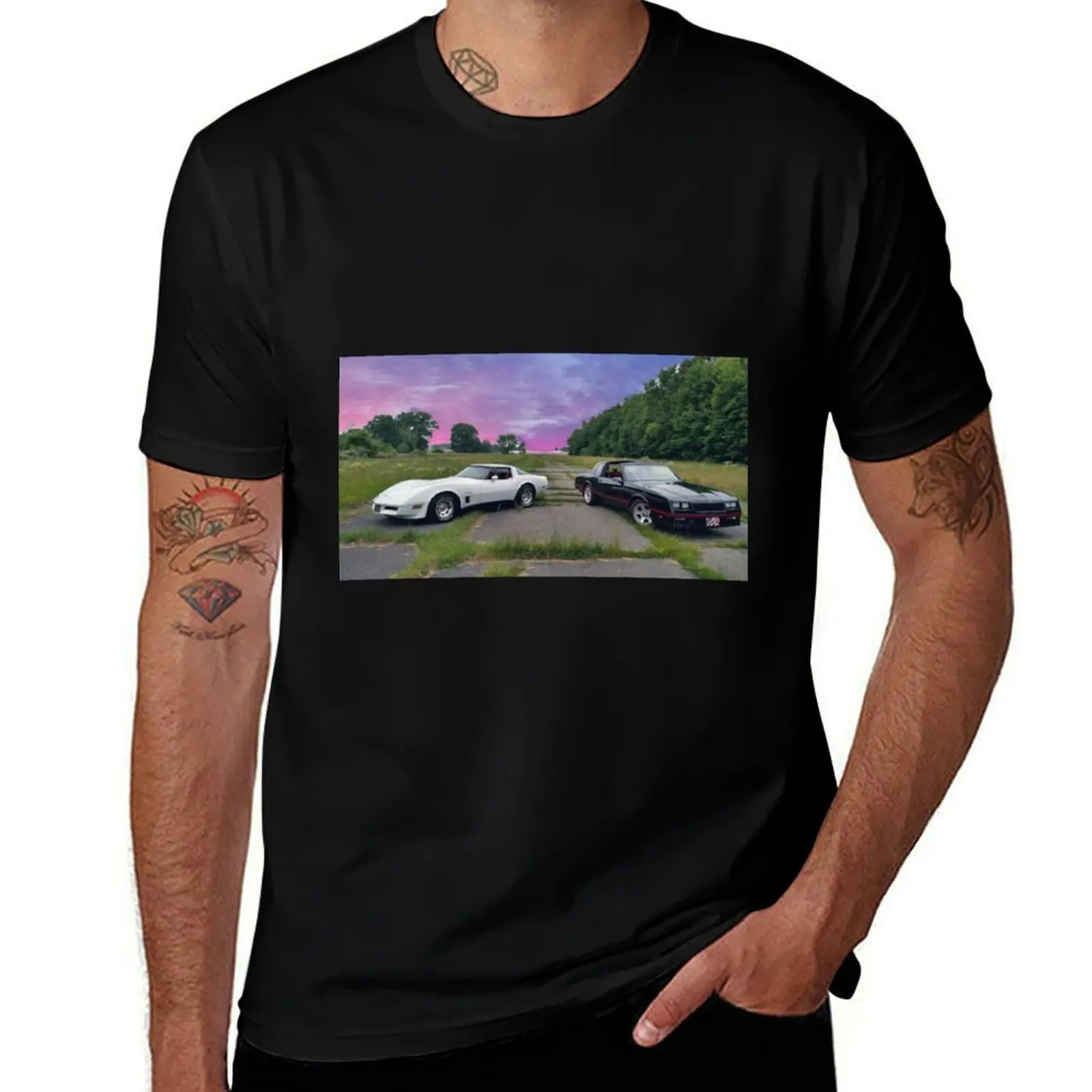 

80s muscle on a abandoned drag strip T-Shirt anime figures man clothes plus size clothes shirts men graphic