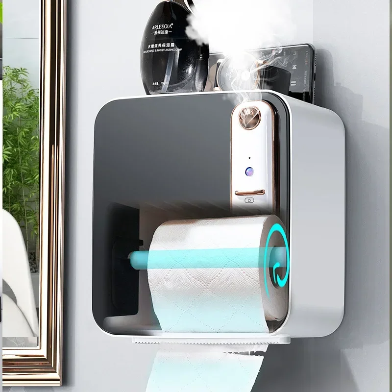 smart induction aromatherapy toilet tissue box Wall mounted roll paper storage rack bathroom tissue holder Non perforated